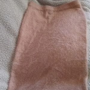 Soft pink fuzz pencil skirt